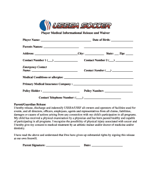 Medical Release Form USSSA Soccer