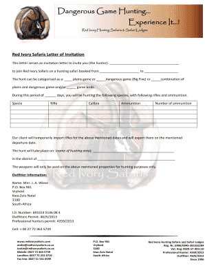 Hunting Invitation Letter  Form