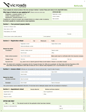 Vicroads Refund Form