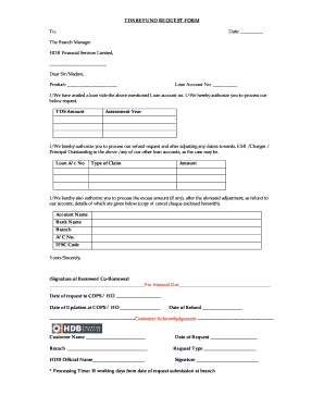 Hdb Refund  Form