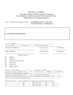 Big River First Nation Post Secondary Application Form