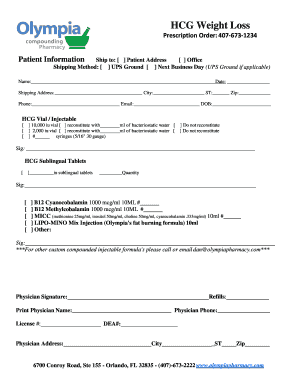 Olympia Compounding Pharmacy Hcg  Form