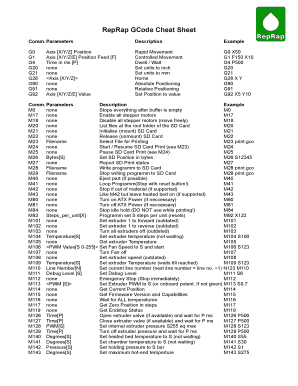 Gcode Cheat Sheet  Form