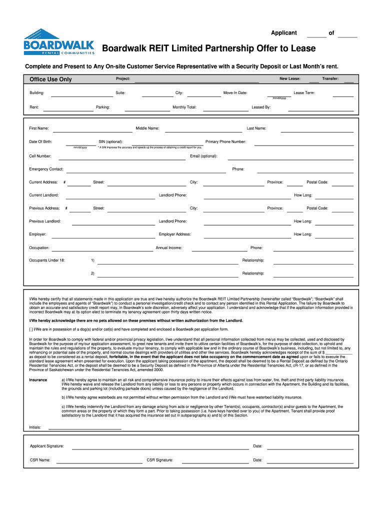 Boardwalk Application Form