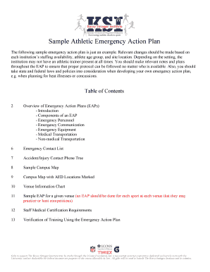 Sample Athletic Emergency Action Plan WIAA Ksi Uconn  Form