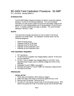 BC 5000 55A Field Calibration Procedure Wps Concorde Battery  Form