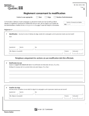  Rglement Concernant La Modification CRAC 2012