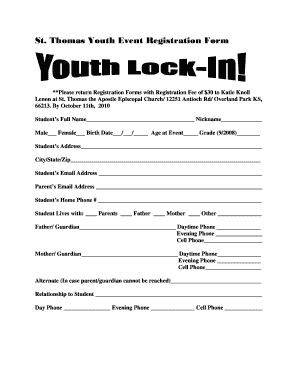 Youth Event Registration Form