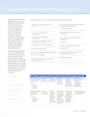 Baseline Risk Assessment for Oral Mucositis ONSEdge  Form