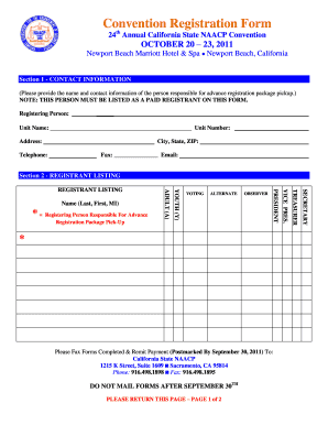 Convention Registration Form National Association for Ca Naacp