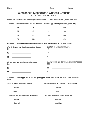 Mendel Worksheet Fill Out And Sign Printable Pdf Template Signnow