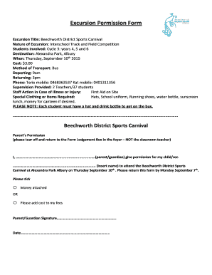 Excursion Permission Form Template