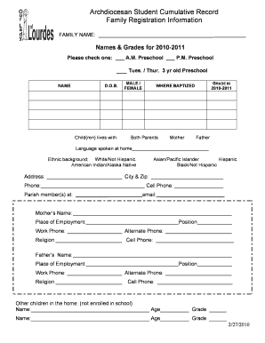 Student Cumulative Record Format PDF