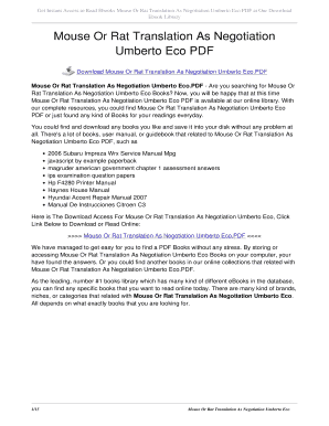Umberto Eco Mouse or Rat PDF Form