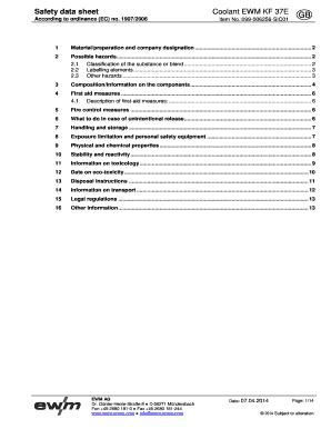 Safety Data Sheet Coolant EWM KF 37E  Form