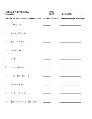 College Algebra Practice Worksheets  Form