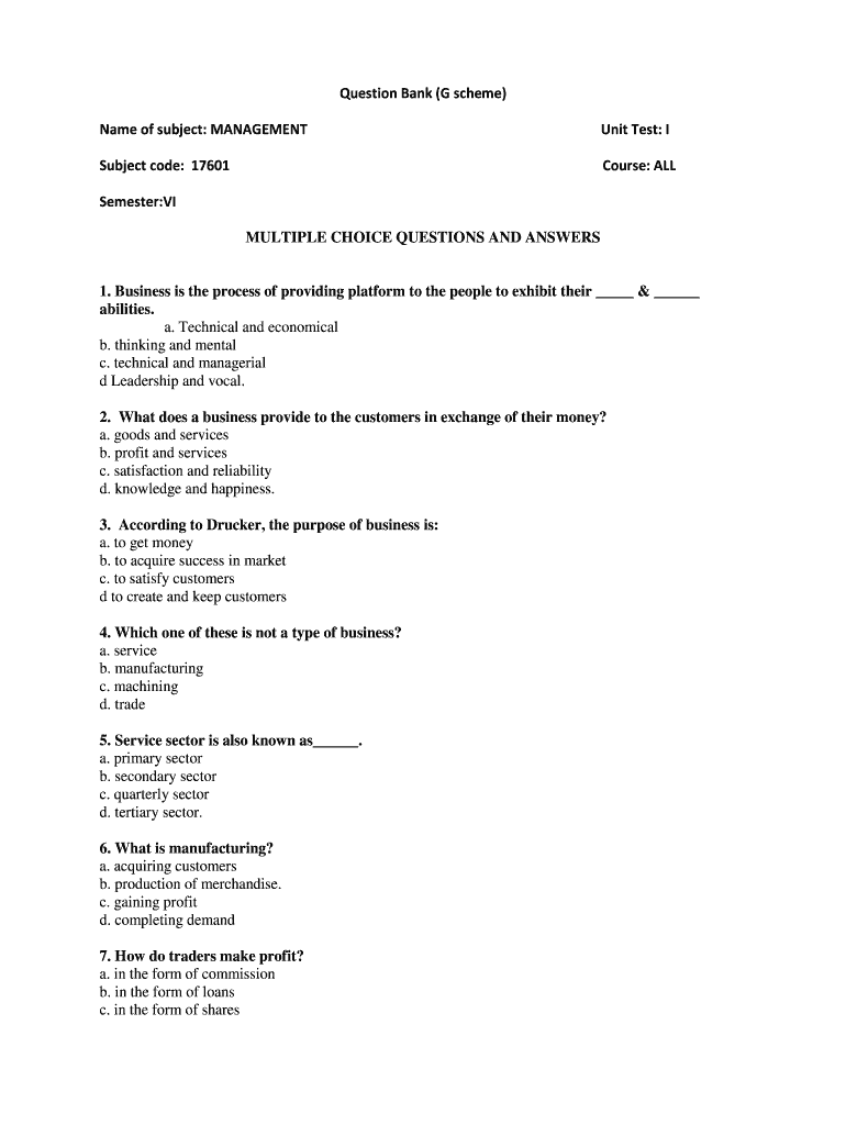 Get and Sign Management Mcq Msbte  Form