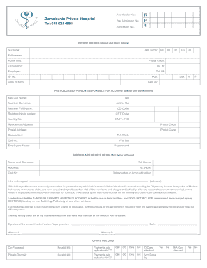 Lenmed Health Zamokuhle Private Hospital Admission Form