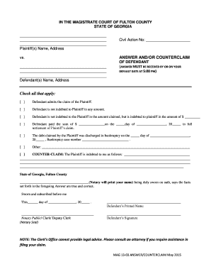 Fulton County Magistrate Court  Form