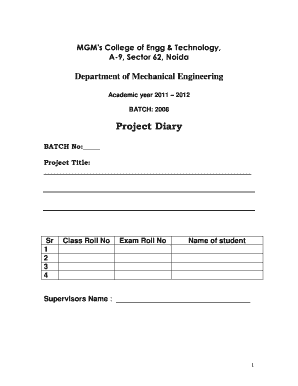 Project Diary Engineering Students  Form