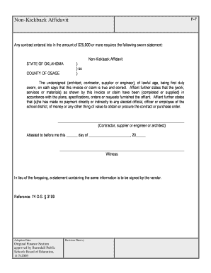 Barnsdall Non Kickback Affidavit  Form