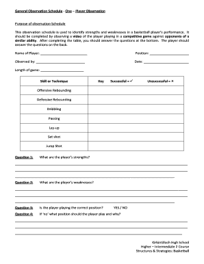 Observation Schedule  Form