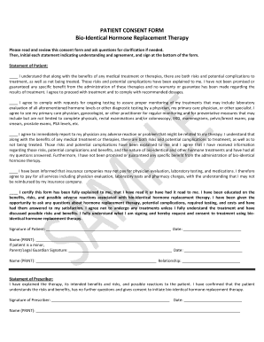 Bioidentical Hormones Sample Consent Forms