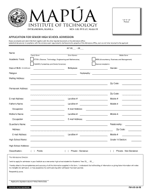 Enrollment Form Senior High School