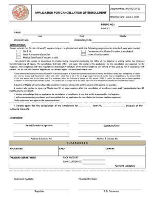 APPLICATION for CANCELLATION of ENROLLMENT Fs Mapua Edu  Form