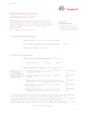 Retirement Account BContribution Formb Vanguard