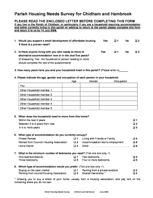 Housing Survey Questionnaire Example  Form