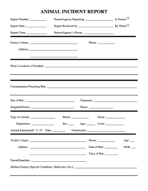 Animal Incident Report  Form