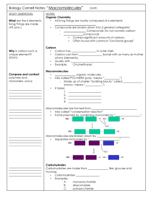 Biology Cornell Notes Macromolecules  Form