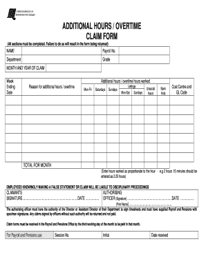 Overtime Claim Form