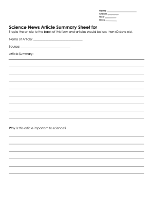 News Article Summary Template  Form