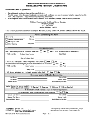  You May Obtain a Copy of the Bquestionnaireb Here State of Michigan Michigan 2015