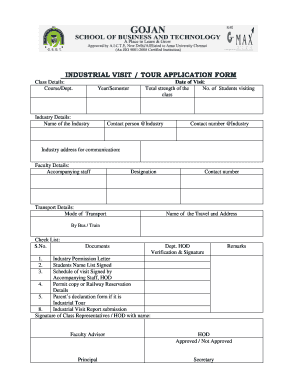 Permission Letter for Industrial Visit  Form