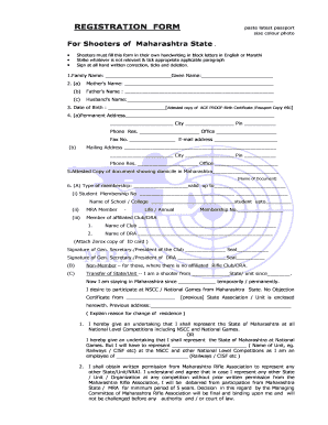 MAH SHOOTERS REG Maharashtra Rifle Association Maharifle  Form