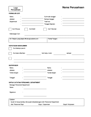 Template Form Cuti PortalHRcom