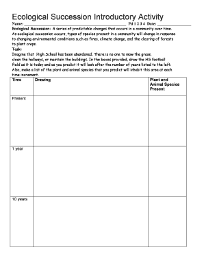 Ecological Succession Introductory Activity Answer Key  Form