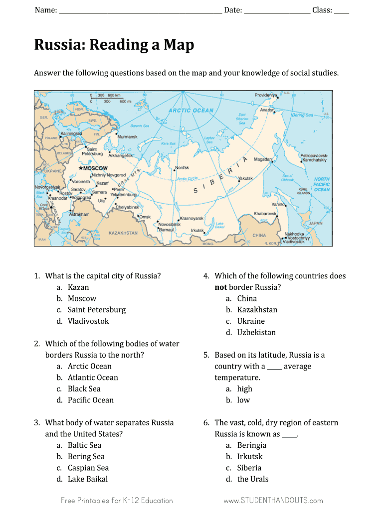 Map of Russia  Form