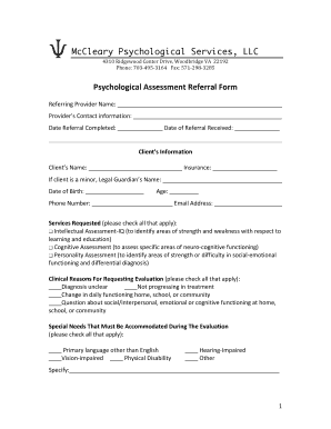 Psychology Referral Form Template