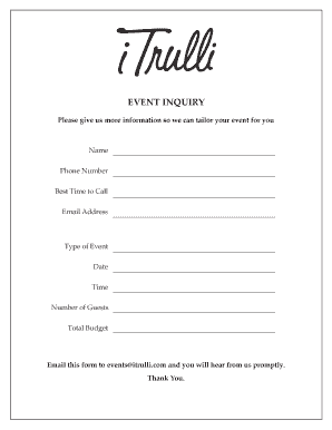 Event Inquiry Template  Form