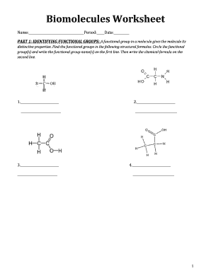 Biomolecules Worksheet  Form