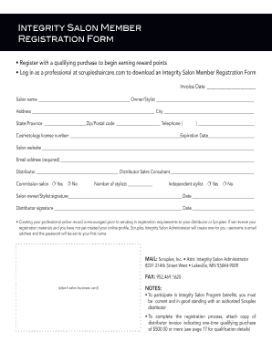 Salon Registration Form
