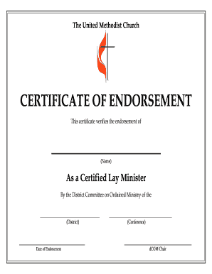 Certificate of Endorsement Sample  Form