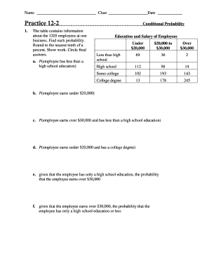 Conditional Probability Worksheet 12 2 Answers PDF  Form