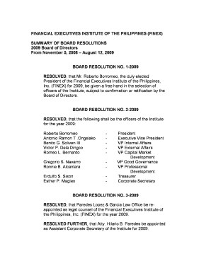 Board Resolution Sample Philippines  Form