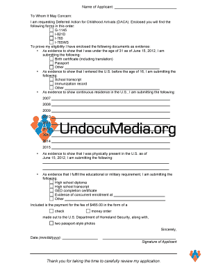 Daca Cover Letter  Form