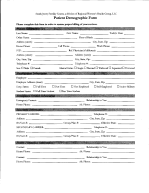 Patient Demographic Form